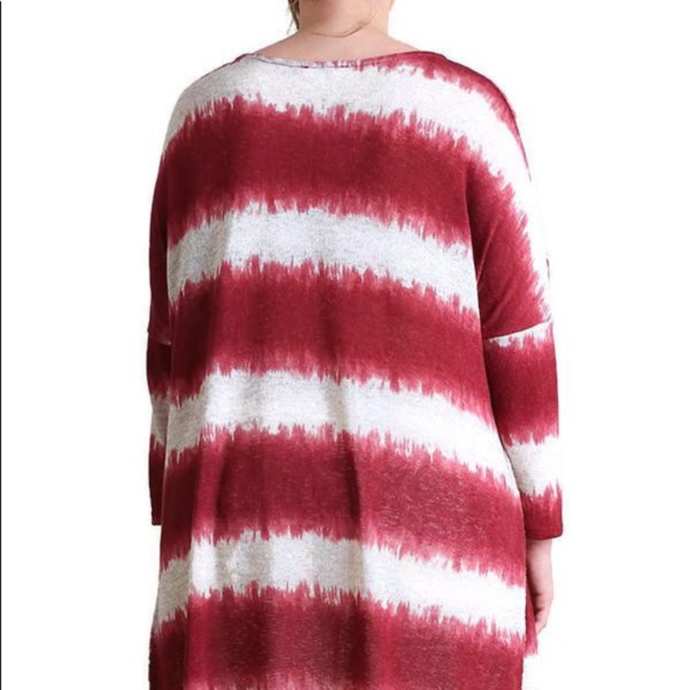 Umgee tie Dye Striped Tunic, Burgundy - Picture 2 of 2